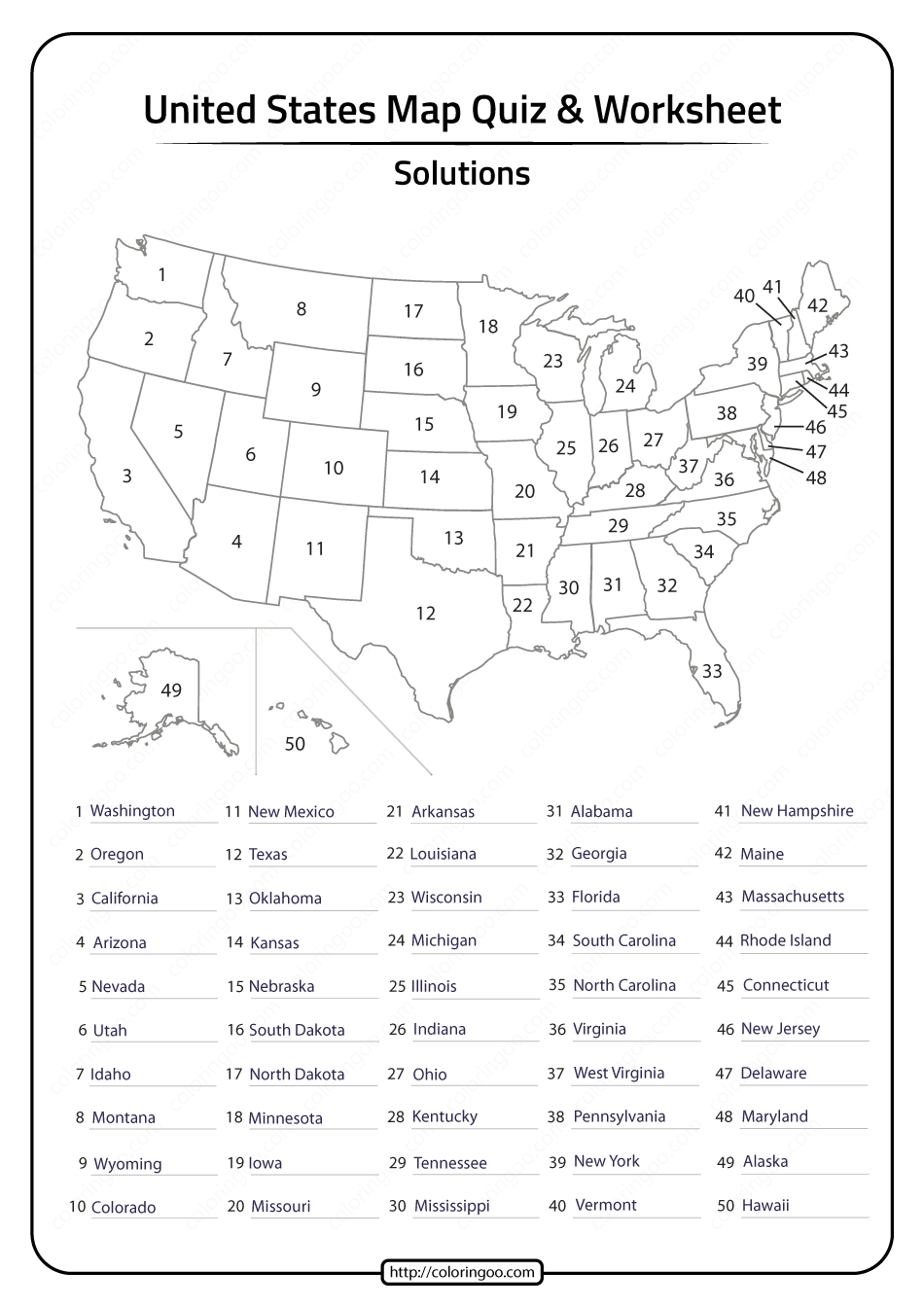 Free Printable 50 States Printable Worksheets Printable Calendars AT 