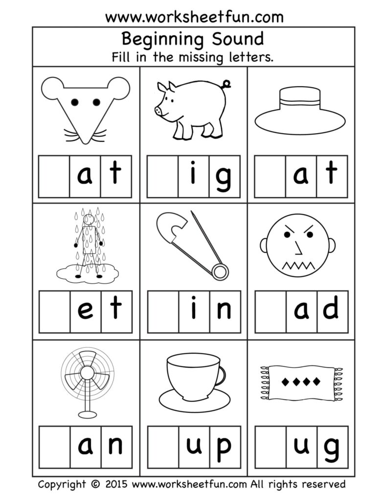 Free Printable Beginning Sounds Worksheets PDF Answers Winter Fall