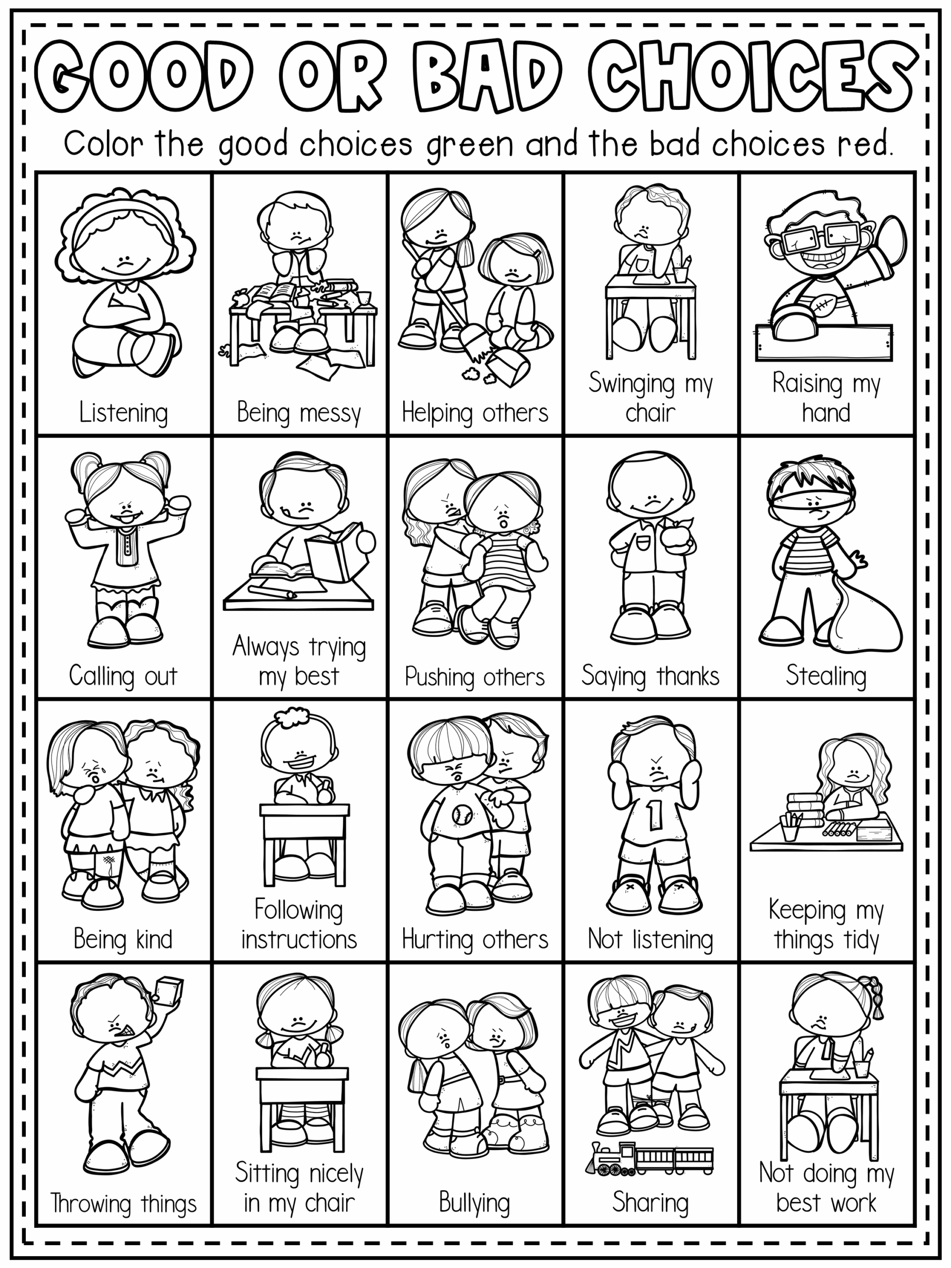 Free Printable Behavior Worksheets