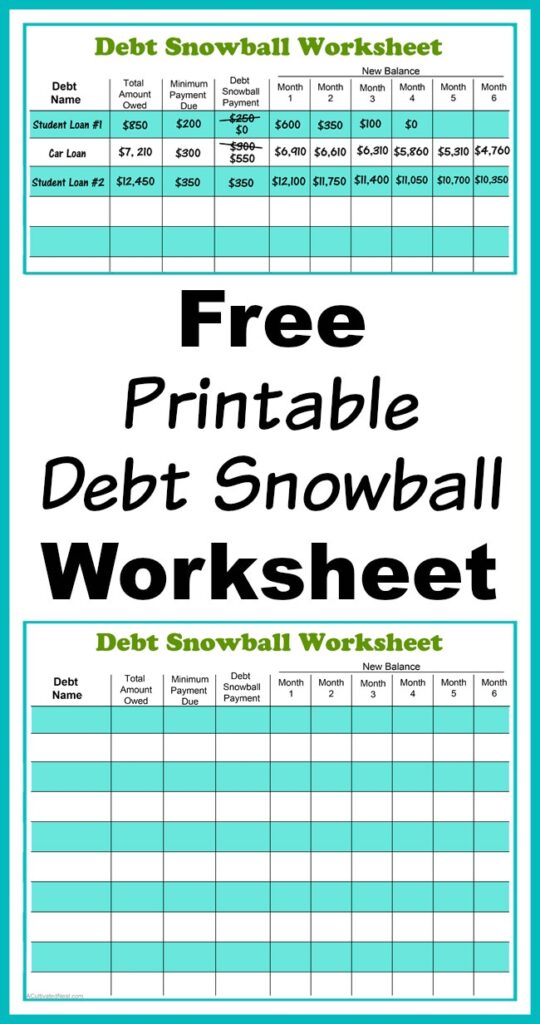 Free Printable Debt Snowball Worksheet Pay Down Your Debt 2024