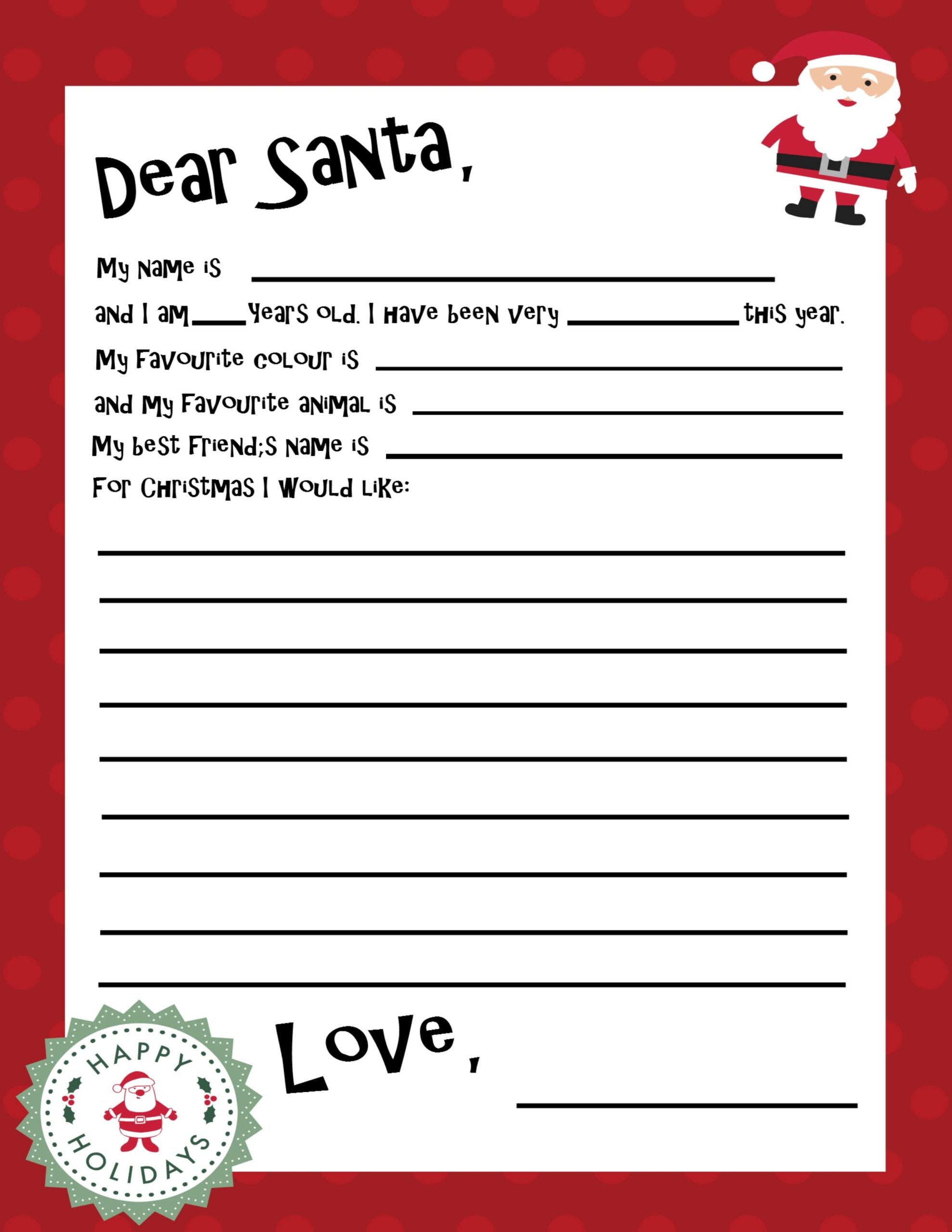 Free Printable Santa Letter Template Christmas Letter Template Santa 
