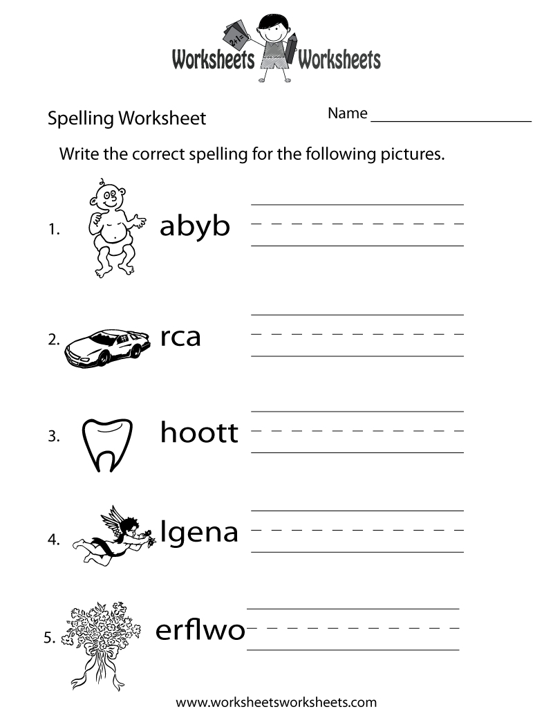 Free Printable Spelling Worksheets Printable Worksheets