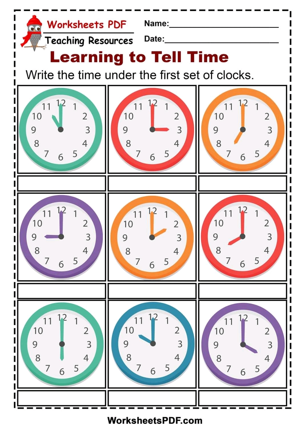 Free Printable Telling Time Worksheets