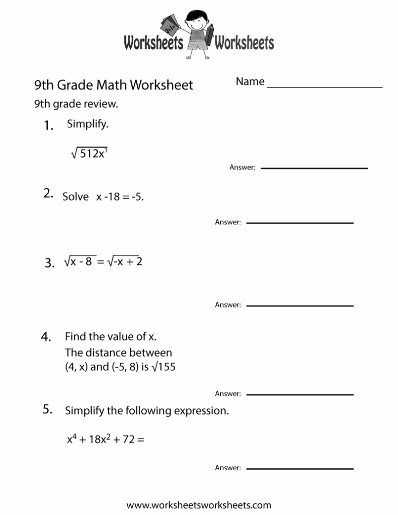 Free Printable Worksheets For 9Th Graders