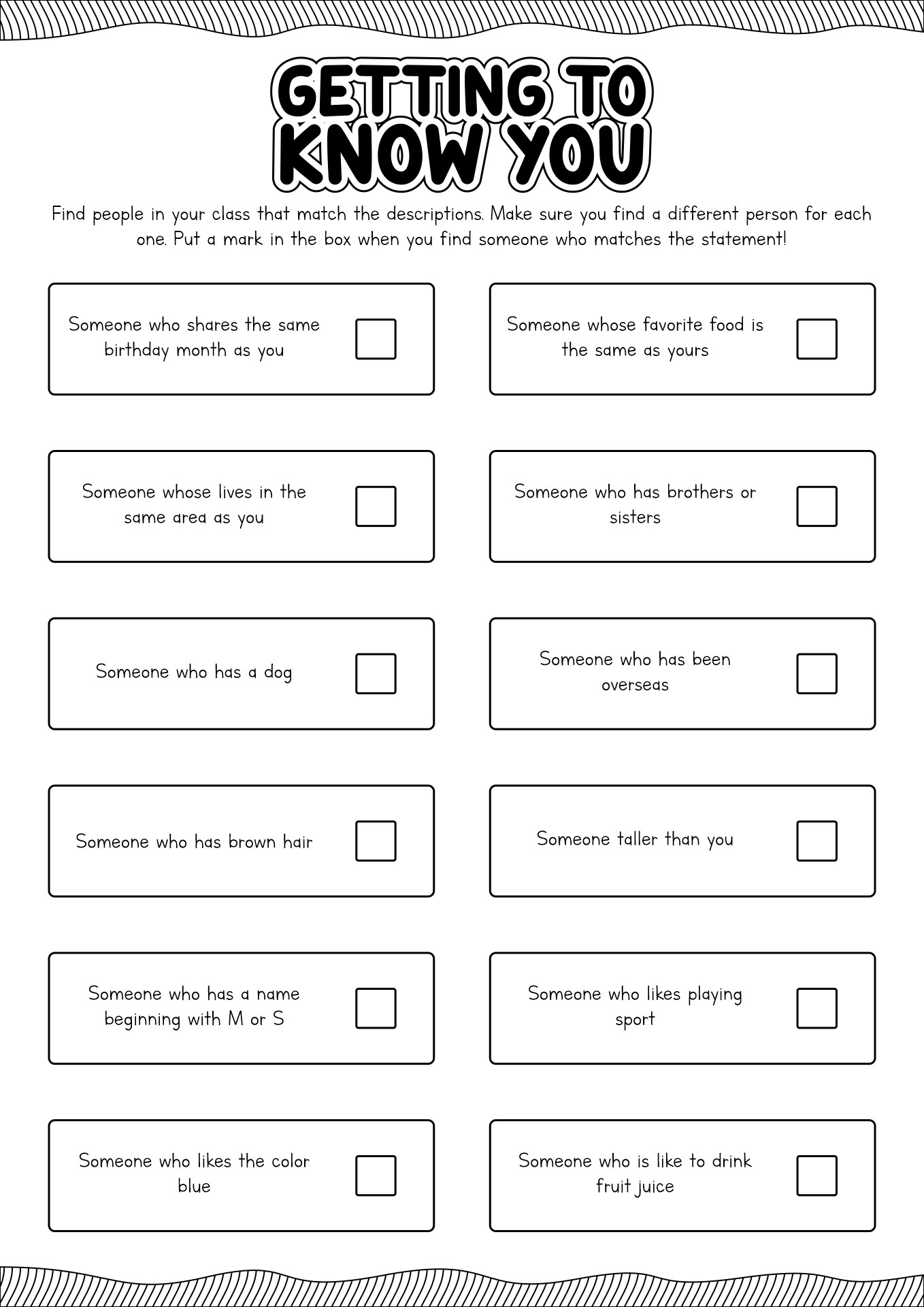 Getting To Know You Worksheet Free Getting To Know You Worksheet Free