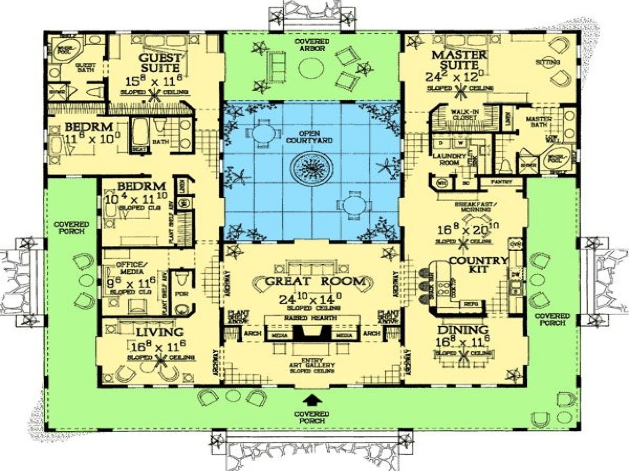 Great Ideas Spanish Hacienda Floor Plans With Courtyards House Plan 