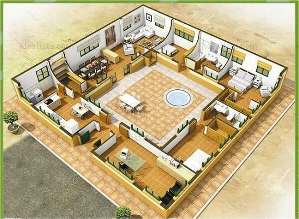 Hacienda Courtyard House Plans House Plans House Design