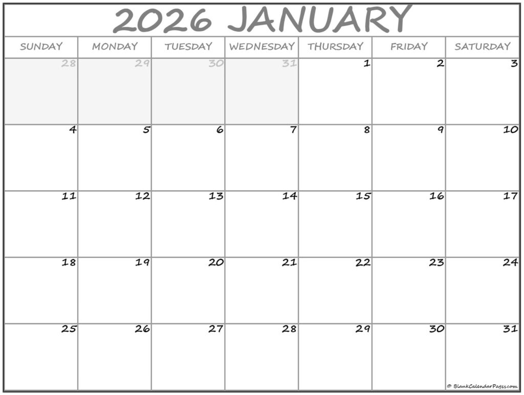 January 2026 Calendar Free Printable Calendars