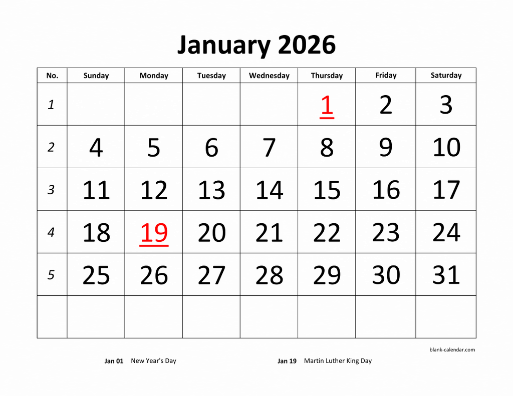 January 2026 Printable Calendars