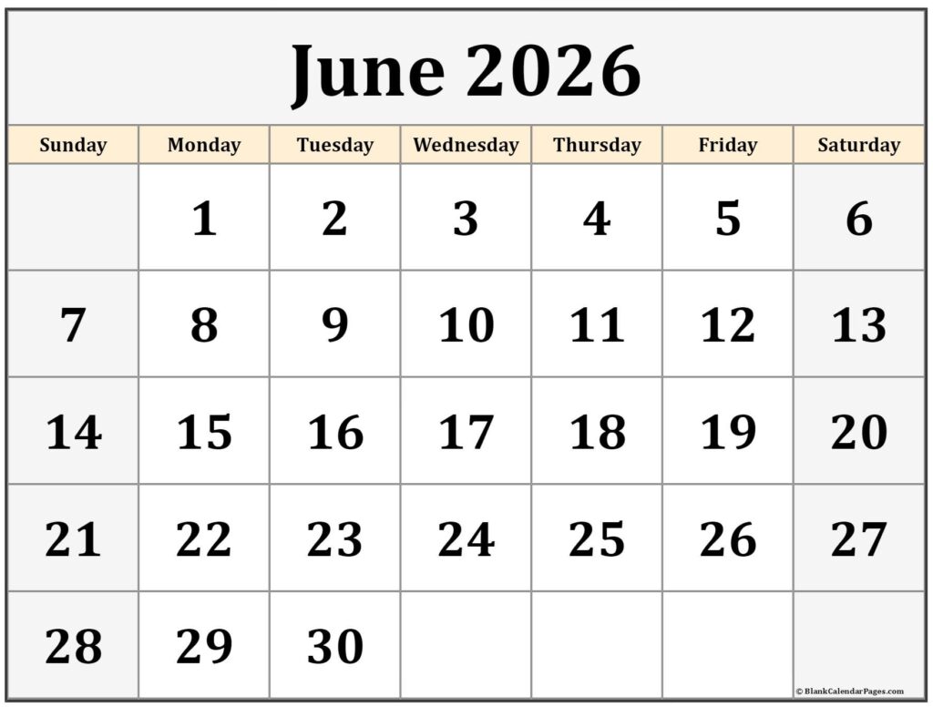 June 2026 Calendar Free Printable Calendars