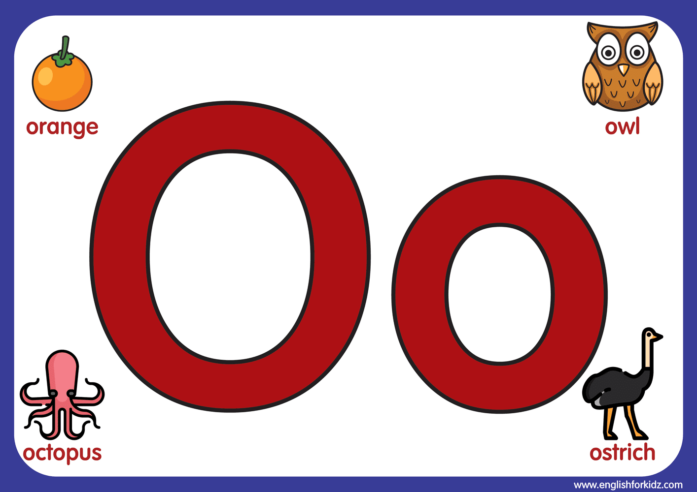 Letter O Worksheets Flash Cards Coloring Pages