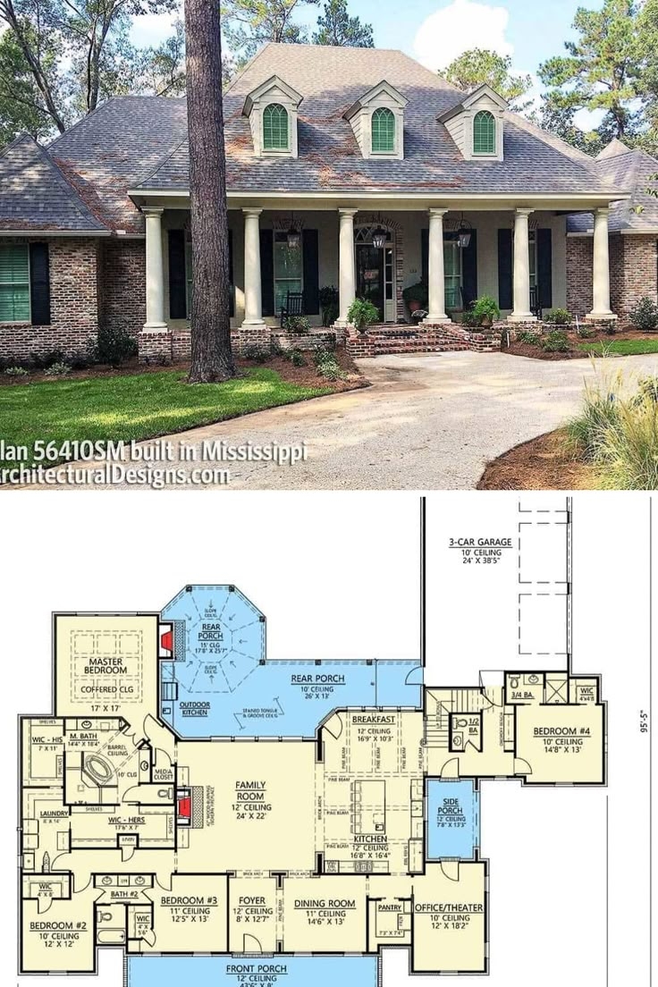 Luxurious Acadian Home With 5 Bedrooms And Optional Bonus Room Floor Plan 