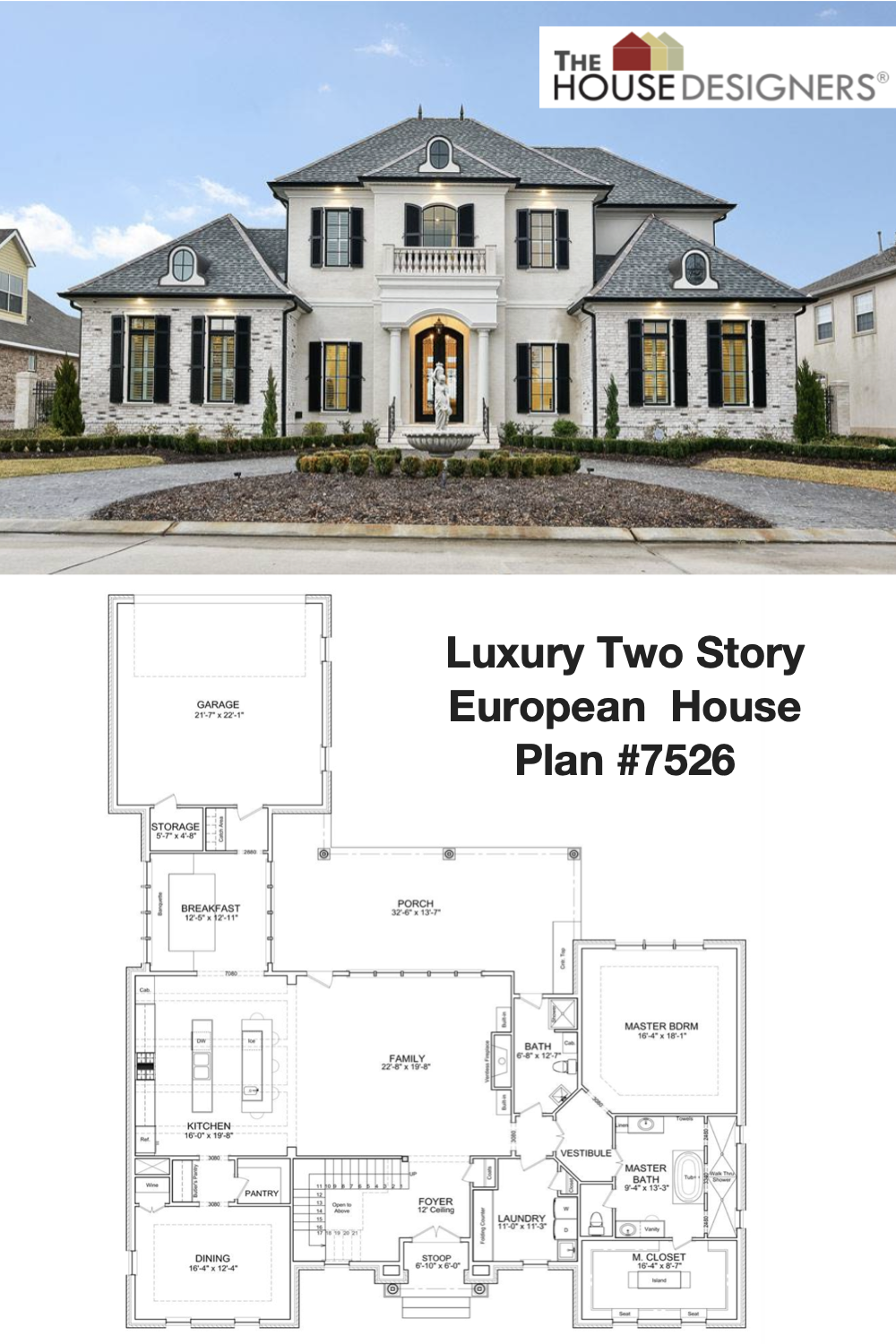 Luxury Two Story European Style House Plan 7526 Jolie French House 