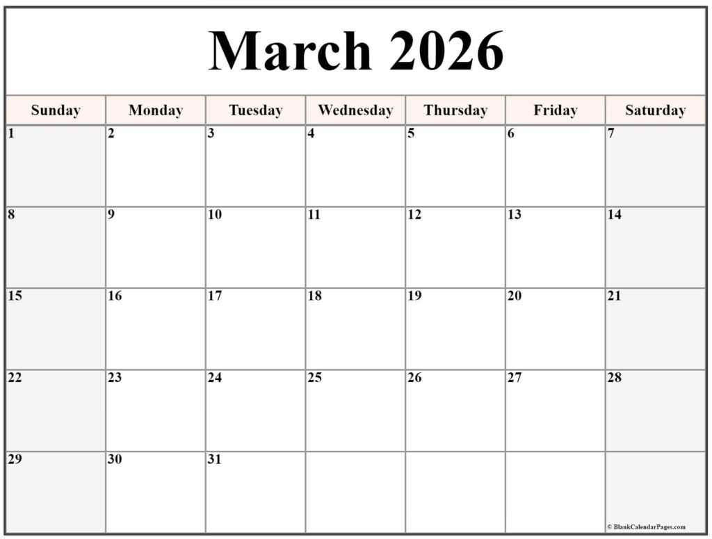 March 2026 Calendar Free Printable Calendars