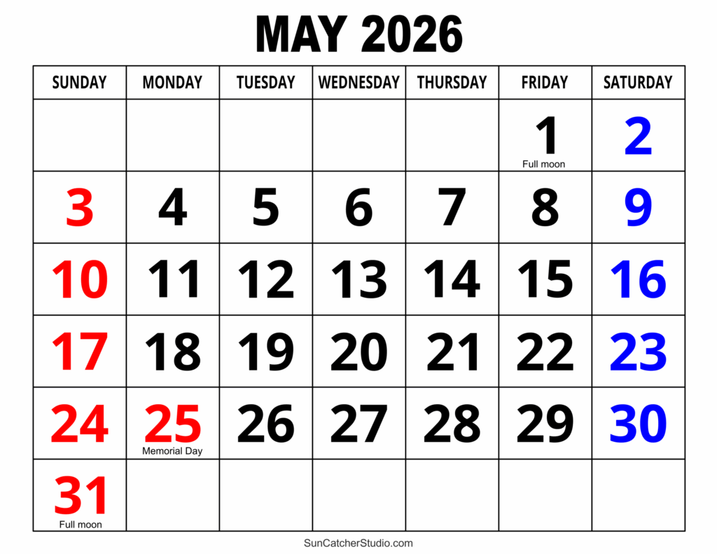 May 2026 Calendar Printable