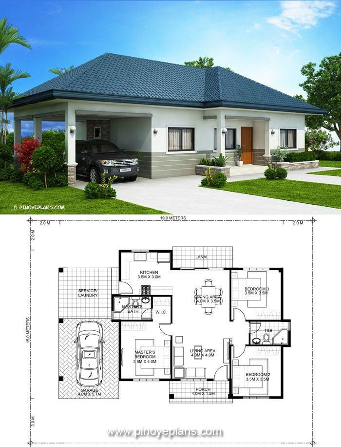 Modern Bungalow House Plan 3 Bedroom Bungalow Design