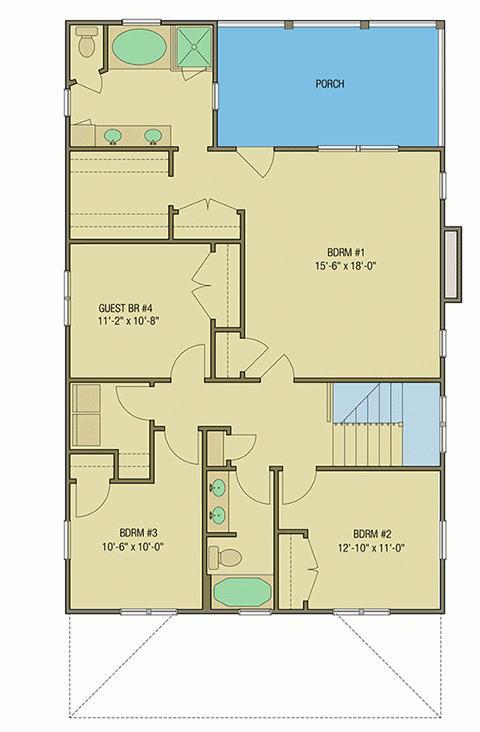 Modern Four Square House Plan With Three Porches 50148PH