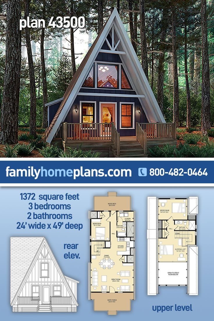 Plan 43500 Contemporary A Frame House Plan With Loft House Plan 