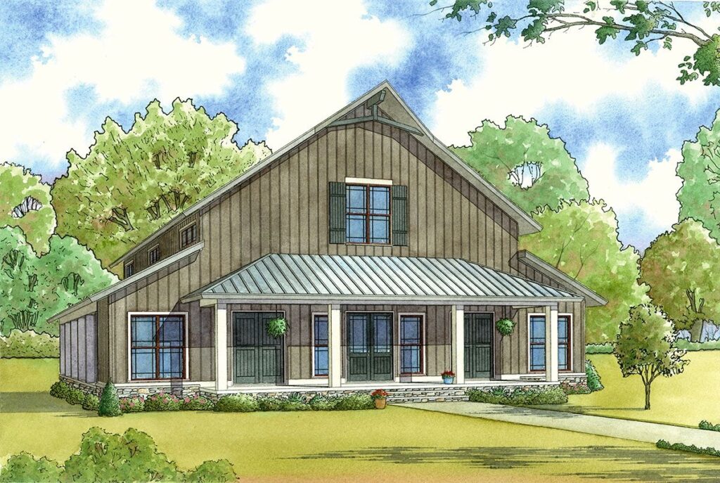 Plan 70549SND 3 Bedroom Barndominium Inspired Country House Plan With