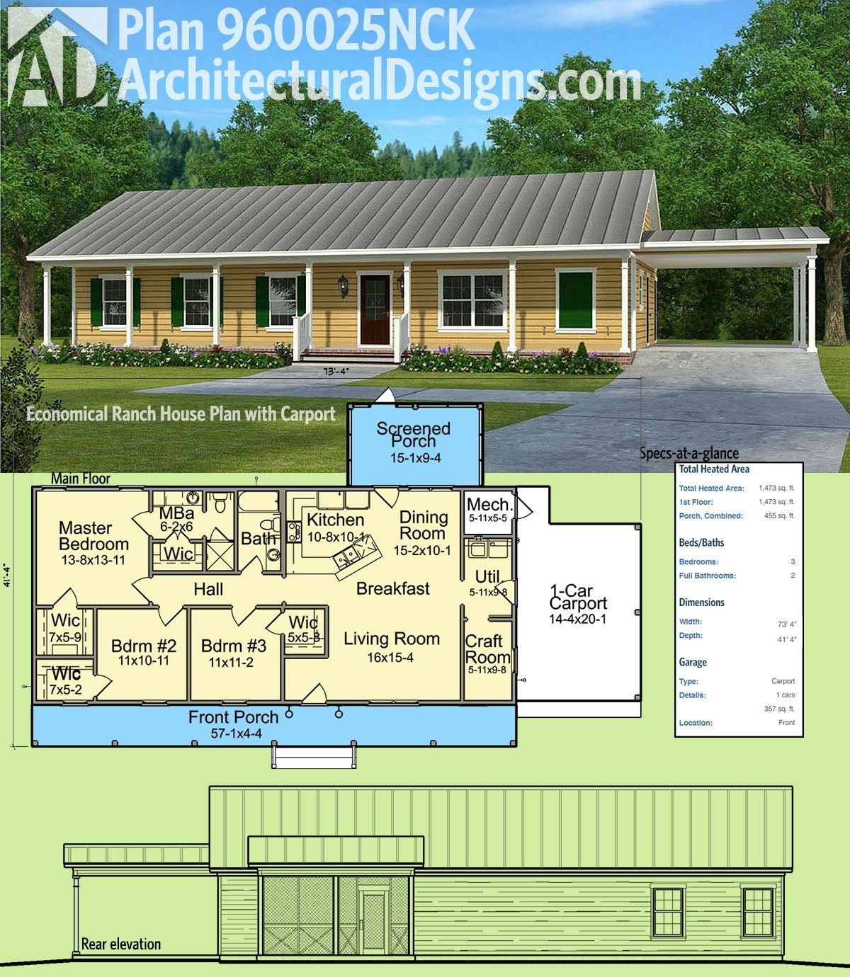 Plan 960025NCK Economical Ranch House Plan With Carport Simple House Plan 960025NCK Economical Ranch House Plan With Carport Simple House