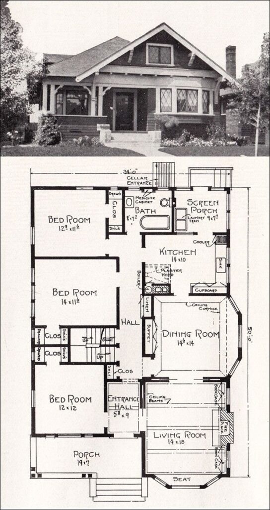 Plan No R 856 C 1918 Cottage House Plan By A E Stillwell Vintage