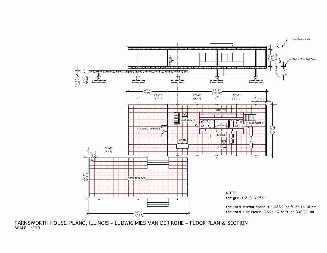 Plan Section The Edith Farnsworth House Plano Illinois 1951 
