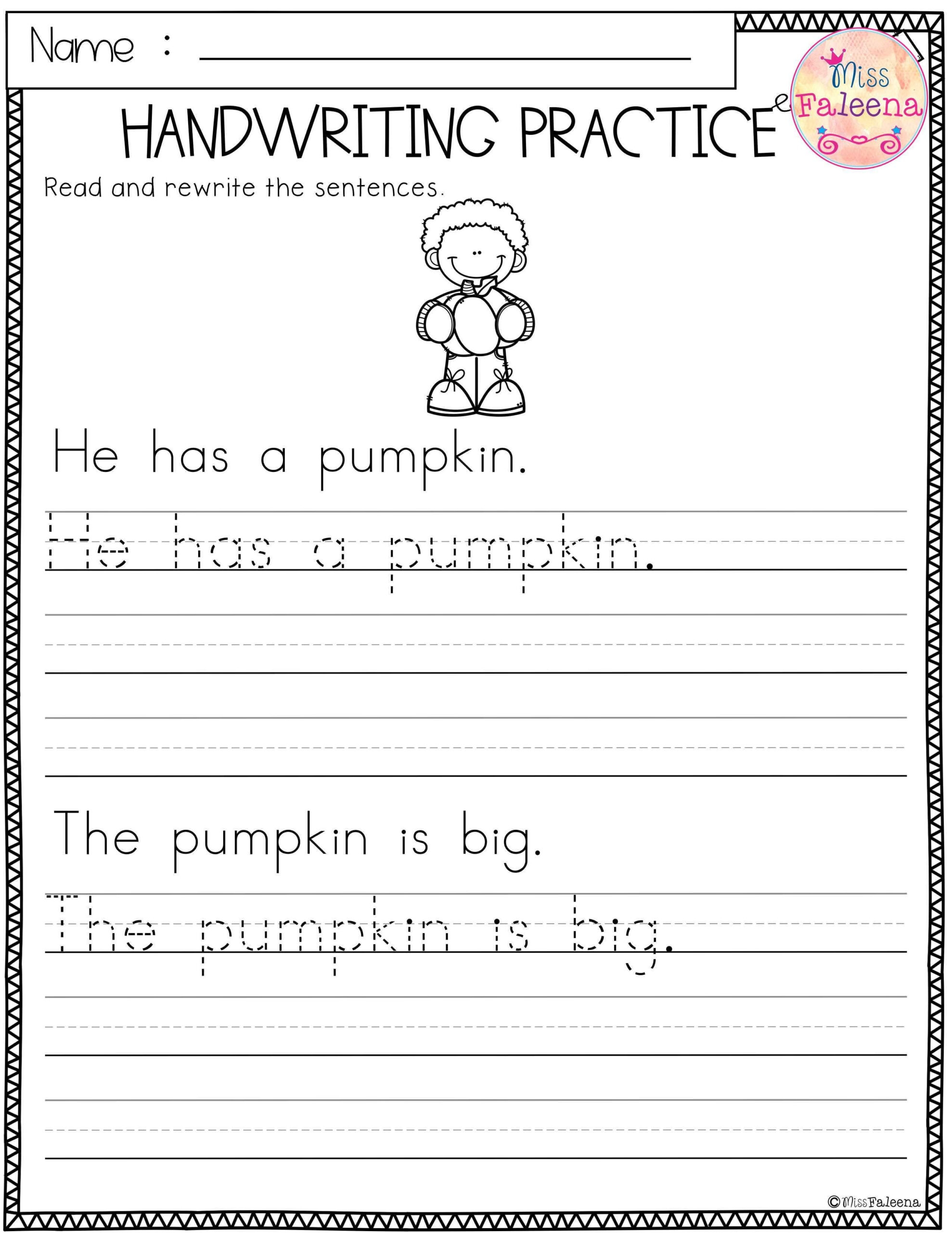 Practice Handwriting Sheets Printable