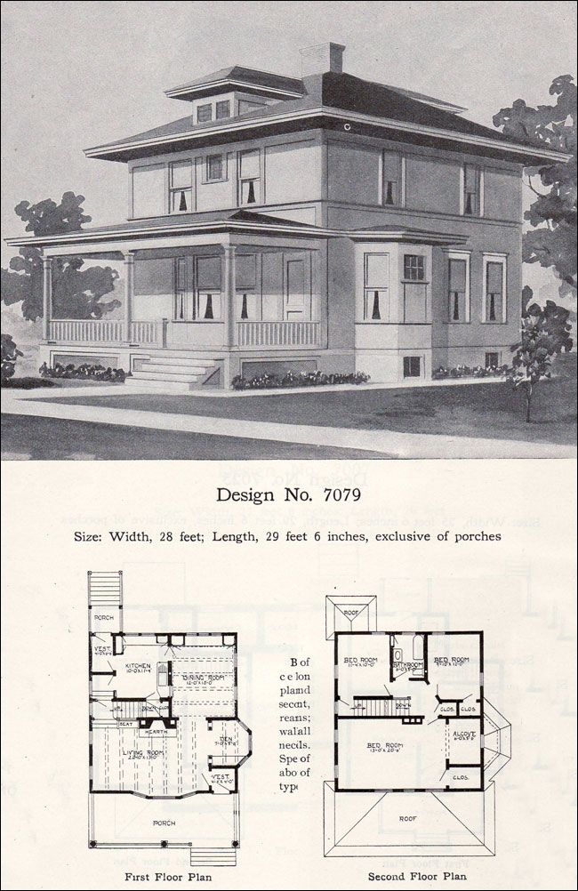 Prairie Box American Foursquare 1908 Radford Plan No 7079 Square Prairie Box American Foursquare 1908 Radford Plan No 7079 Square