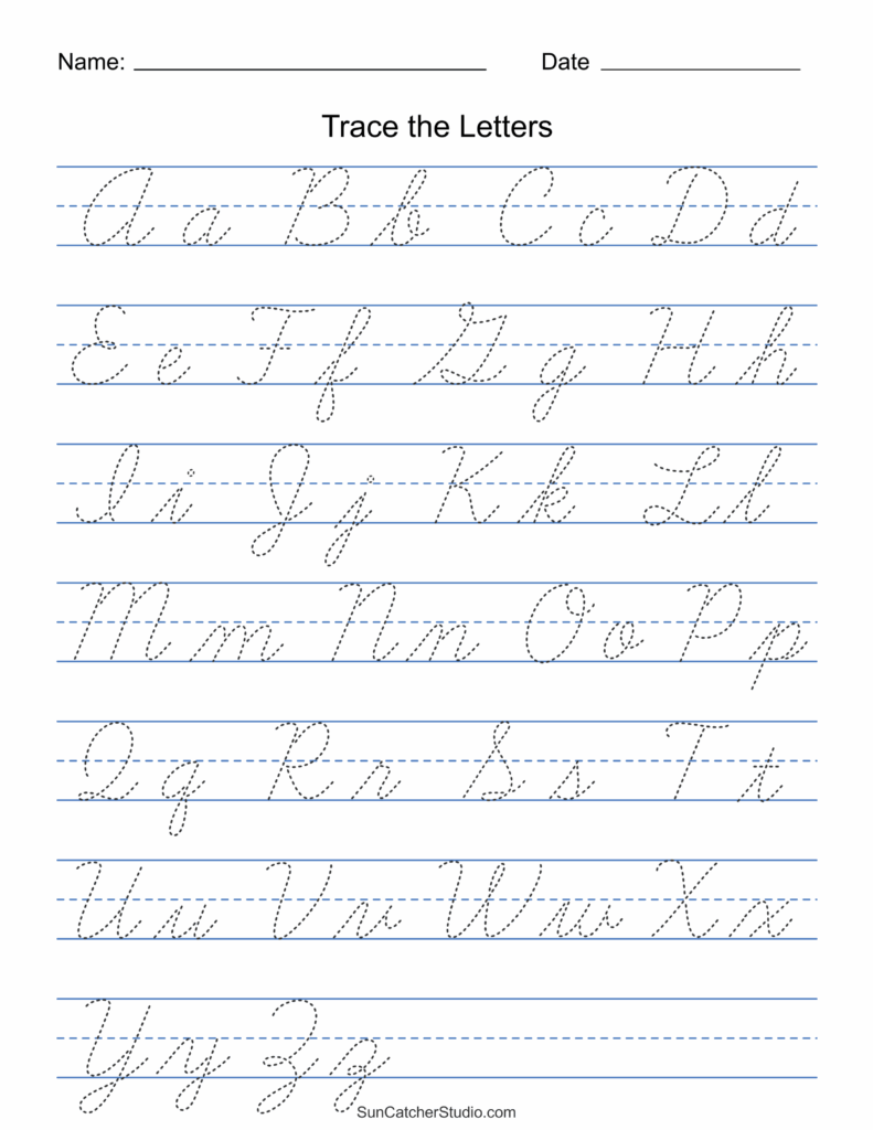 Printable Cursive Handwriting Worksheets Practice Letters Free