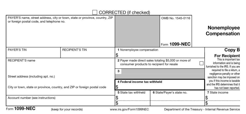 Printable Fillable 1099 Nec