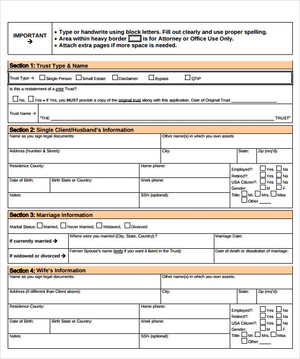 Printable Living Trust Forms Printable Forms Free Online