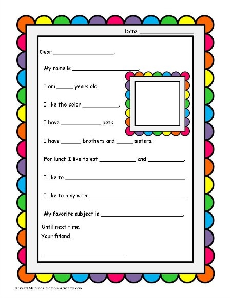 Printable Pen Pal Letter Template Printable Templates