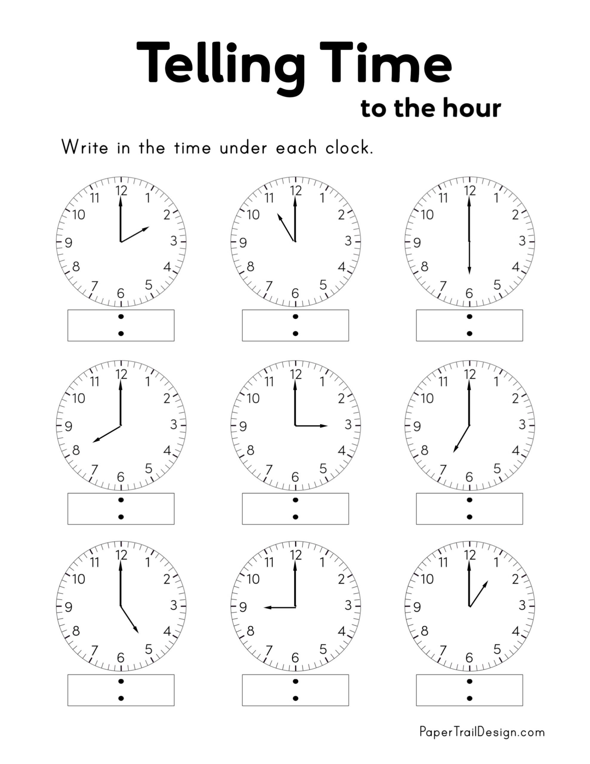 Printable Telling Time Worksheets For Kindergarten At Madeleine Frayne Blog