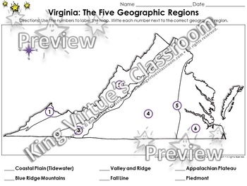 Regions Of Virginia The Five Geographical Regions Locate Places On A 