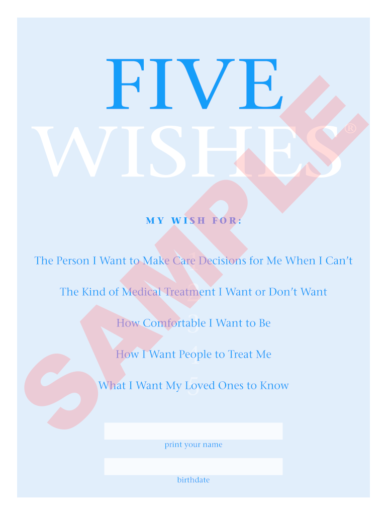 Sample Document Five Wishes Fill And Sign Printable Template Online