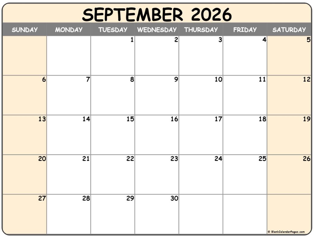 September 2026 Calendar Free Printable Calendars
