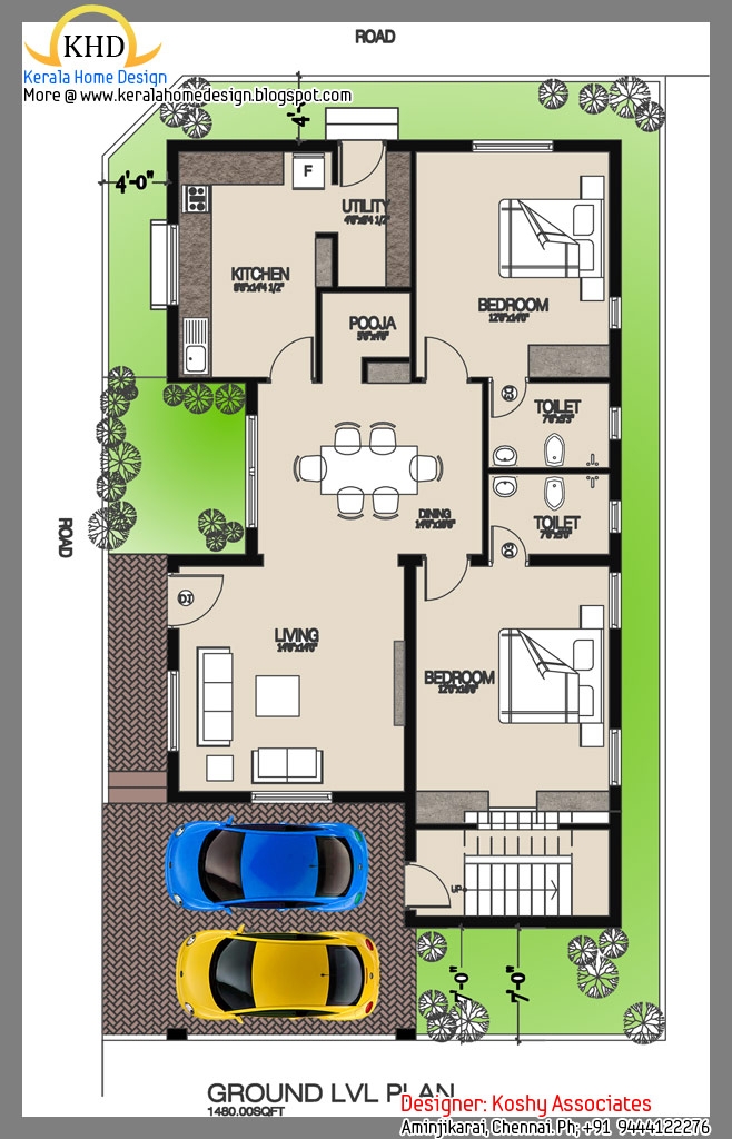 Single Floor House Plan And Elevation 1480 Sq Ft Kerala House