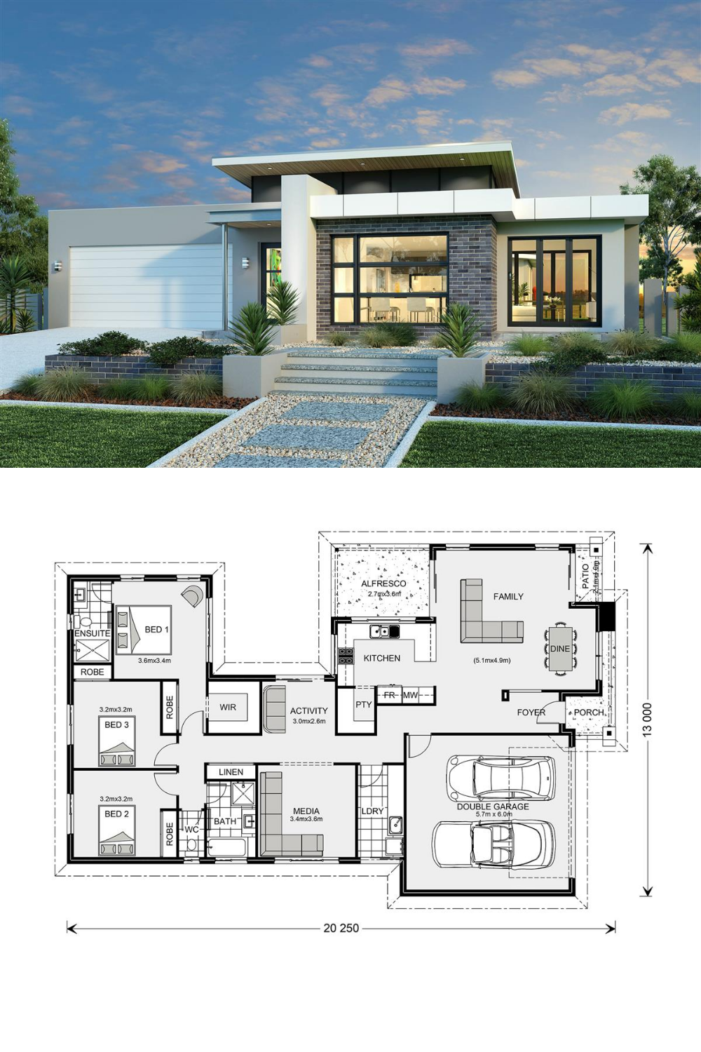 Splendid Three Bedroom Modern House Design Bungalow Style House Plans 