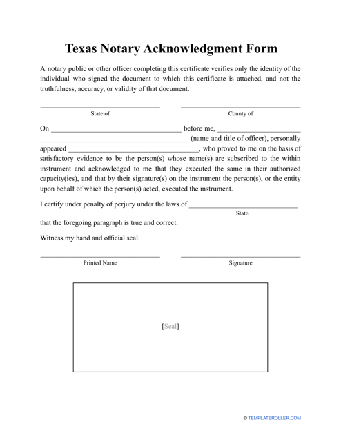 Texas Notary Acknowledgment Form Fill Out Sign Online And Download Texas Notary Acknowledgment Form Fill Out Sign Online And Download
