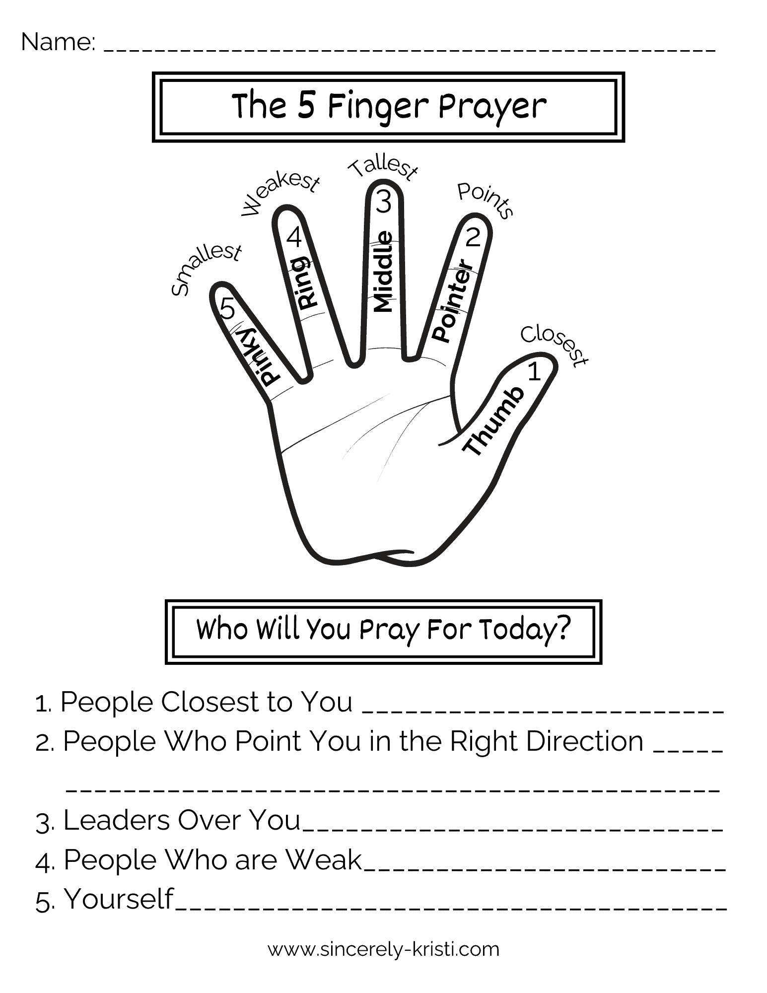 The Five Finger Prayer Method Free Printables Included Sincerely 