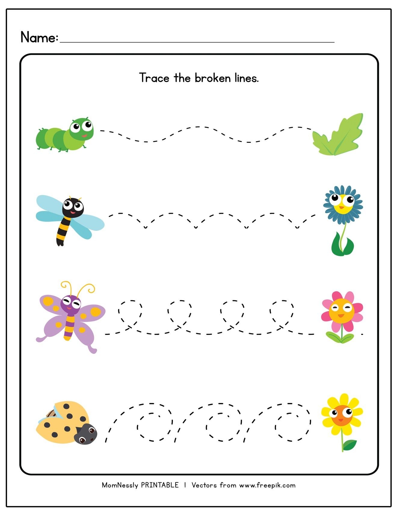 Trace The Lines Preschool Worksheets