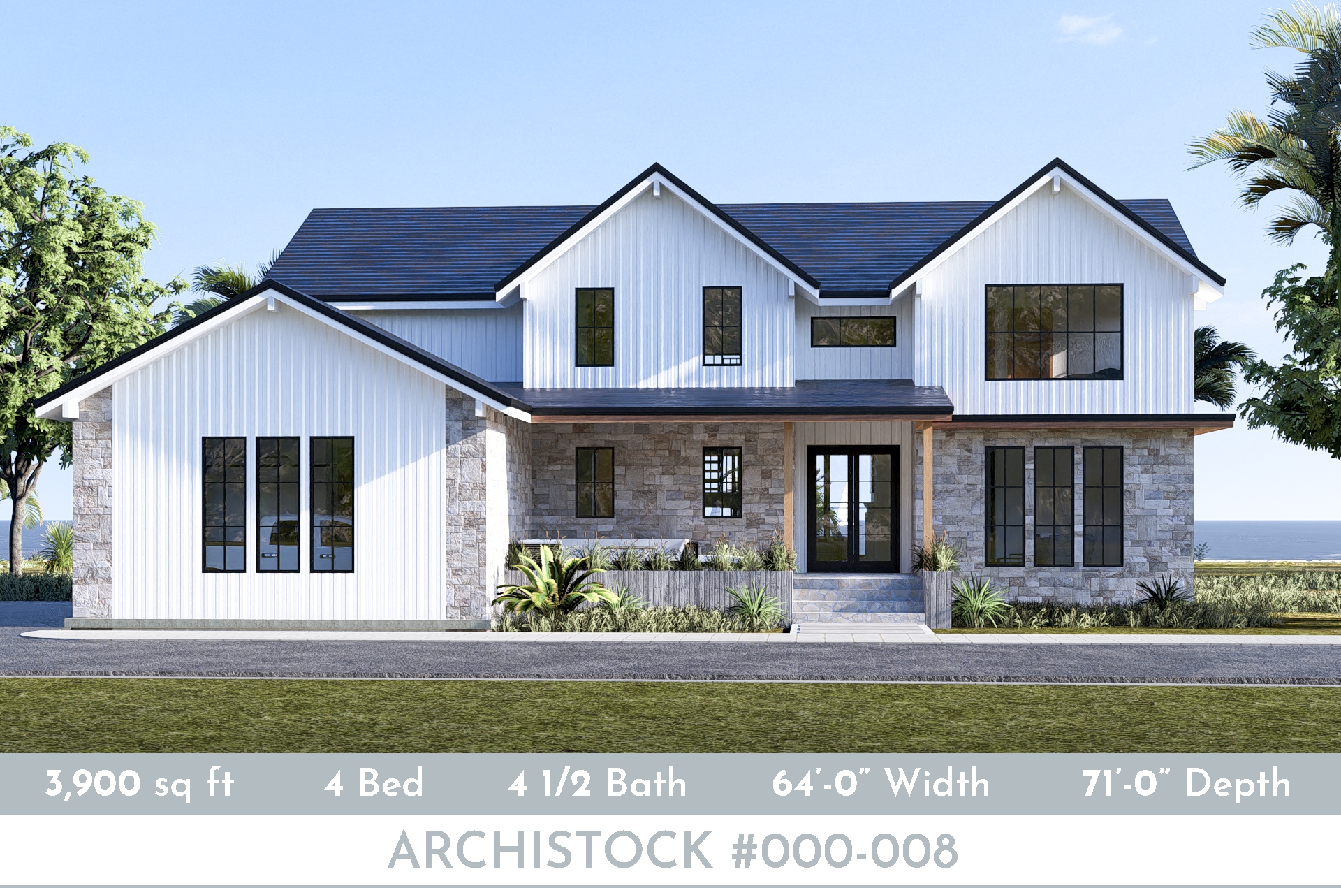 Transitional Modern Craftsman style House Plan ANK STUDIO House Plans