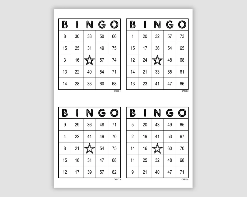 1000 Bingo Cards Pdf Download 4 Per Page Instant Printable Fun Party Game Ink Saver Printer Friendly Minimalist File Etsy