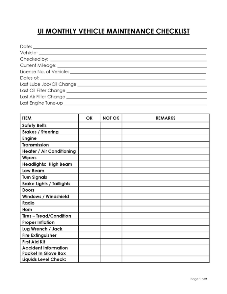 14 Free Vehicle Inspection Forms Editable Word Excel