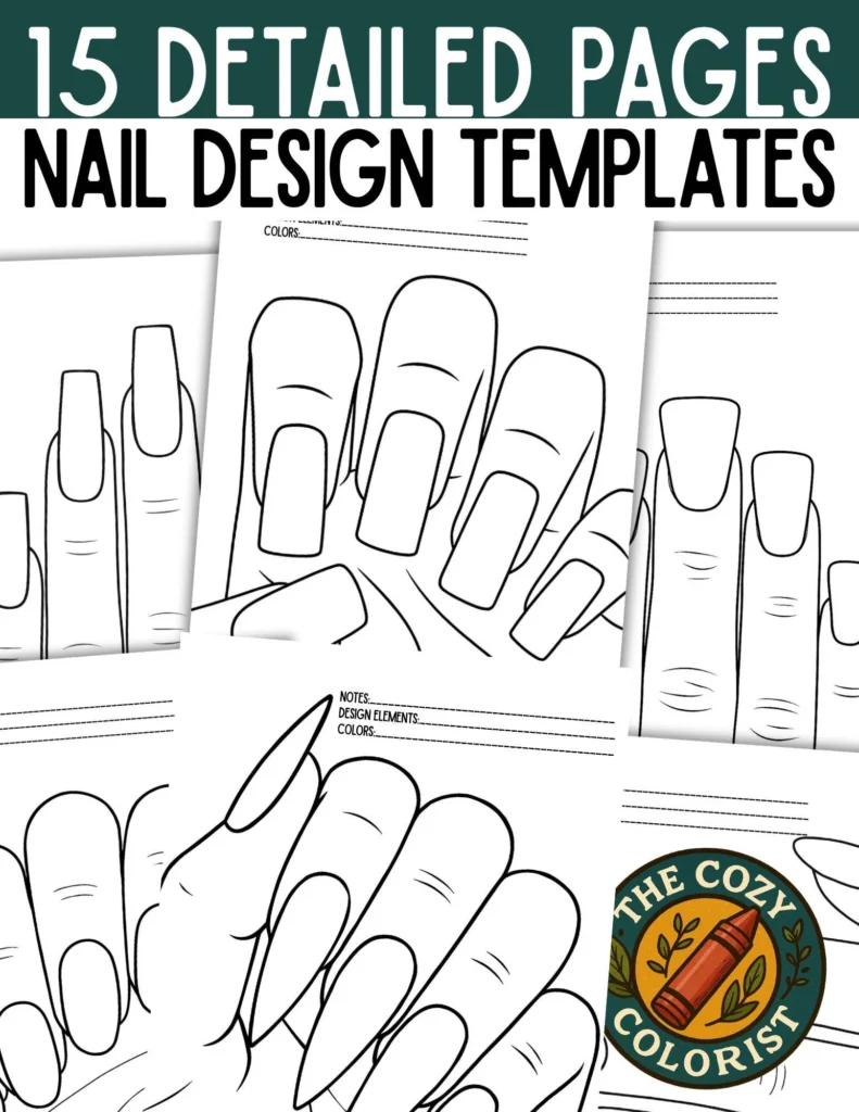 15 Nail Art Practice Templates Stiletto Almond Square More PDF Download Etsy
