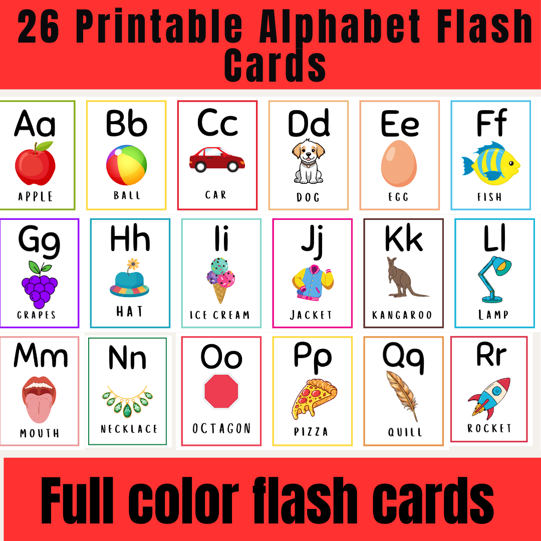 26 Printable Alphabet Flash Cards A Z Cards Full Color Flash Cards Made By Teachers