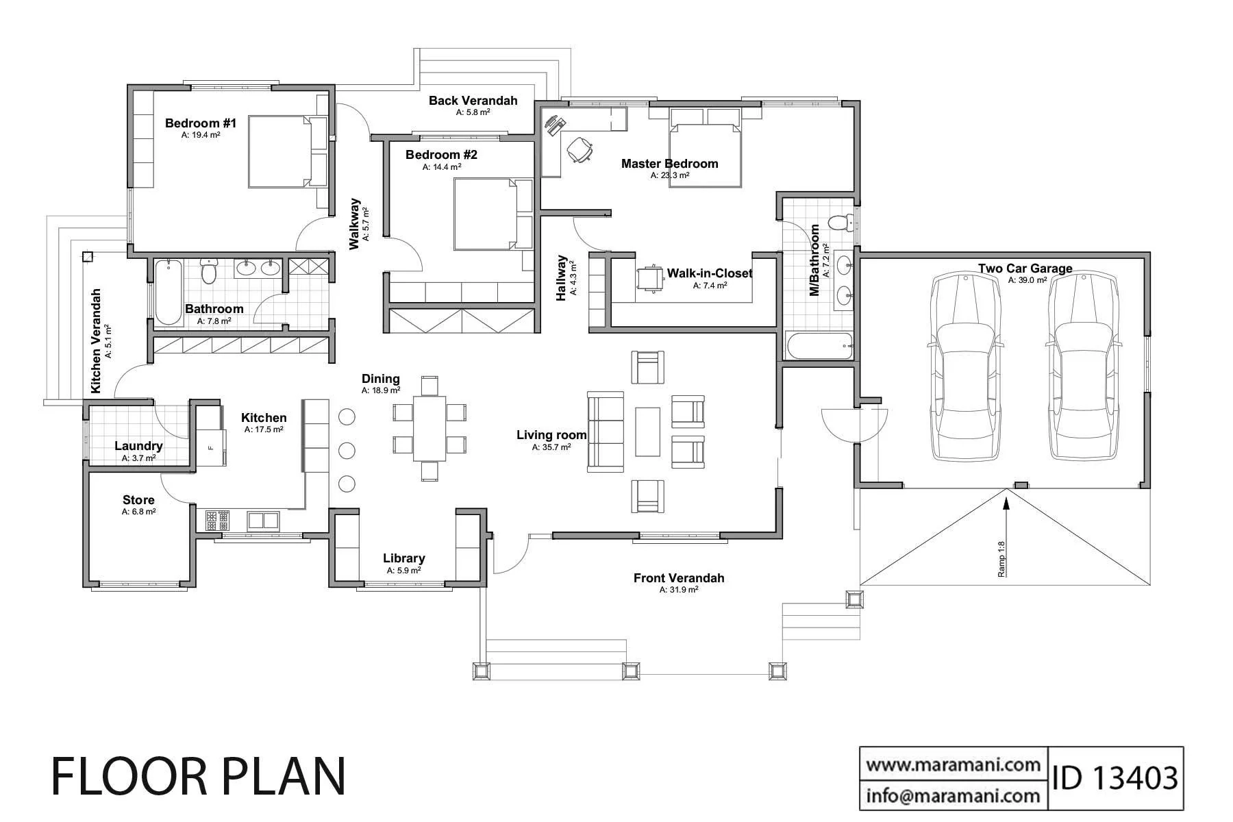 3 Bedroom Bungalow With Garage ID 13403 House Plans By Maramani