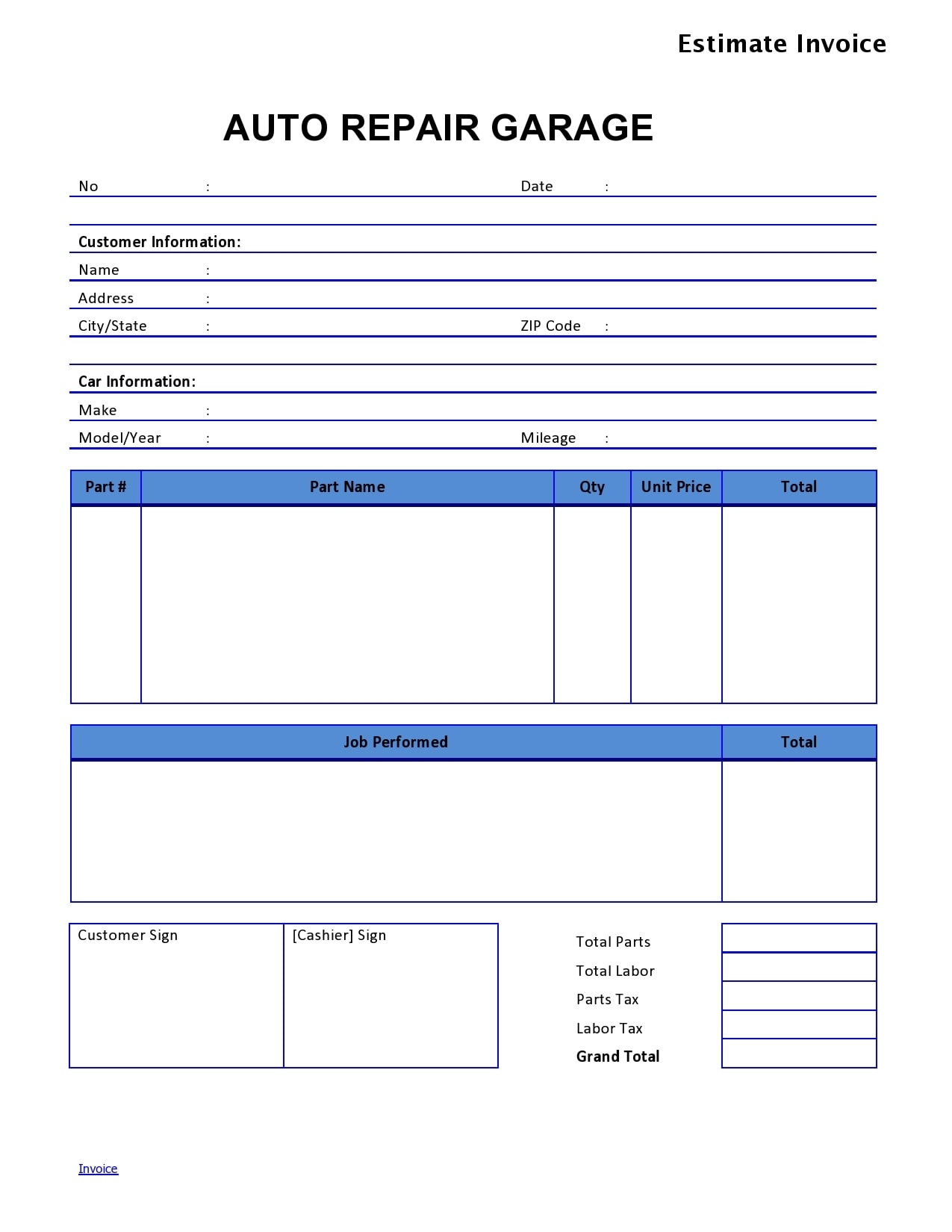 30 Real Fake Auto Repair Invoices Free TemplateArchive