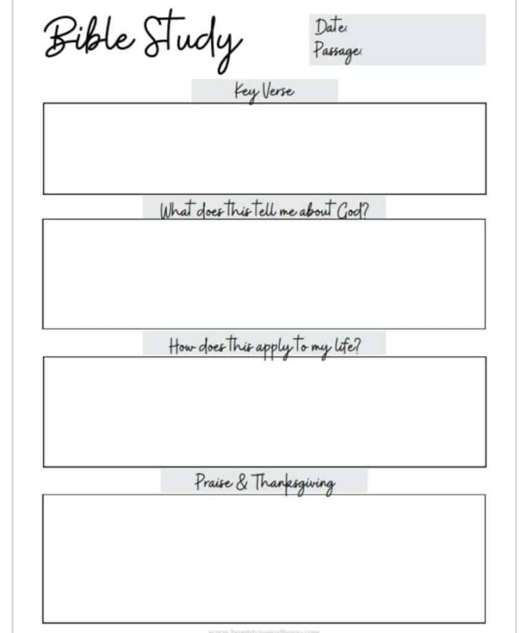 Free Printable Bible Study Worksheet - We Love Printables