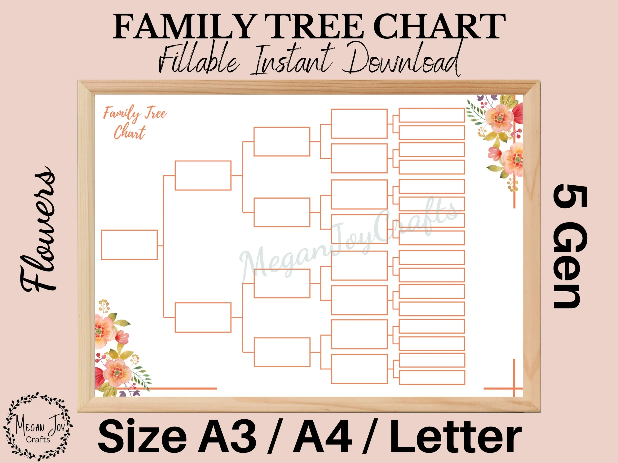 5 Generation Family Tree Template Fillable Instant Download Genealogy Template Family Tree Chart Blank Family Tree A3 A4 Letter Etsy